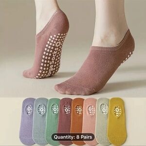 8 Pairs Women’s Vibrant Yoga Low-Cut With Anti-Slip Silicone Grip Socks New